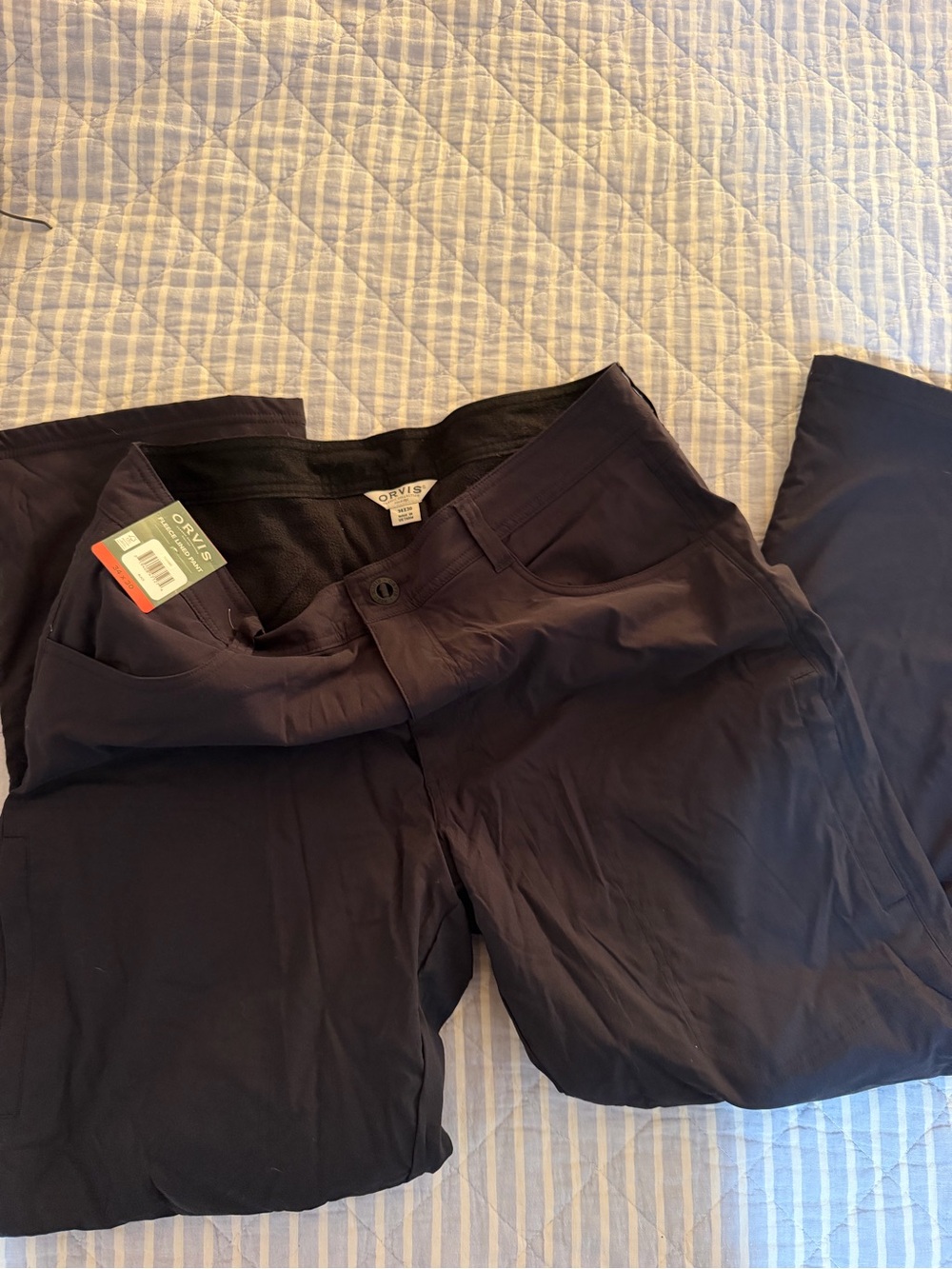 NWT Men’s Orvis Fleece Lined Black Pant